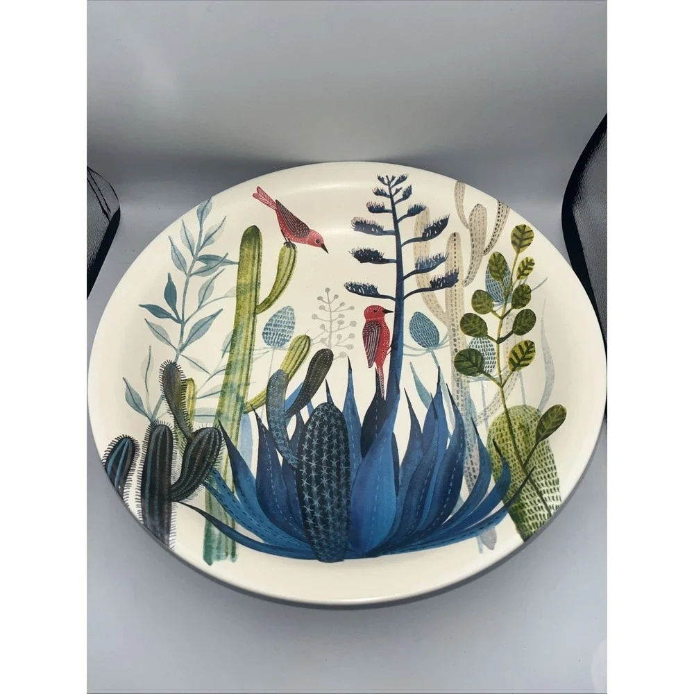 Red birds & Cactus Geninne Zlatkis design Hallmark Serving Bowl NEW!